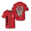 Barber Baseball Jersey for Men – Custom Name Barbershop Red Jersey Shirt