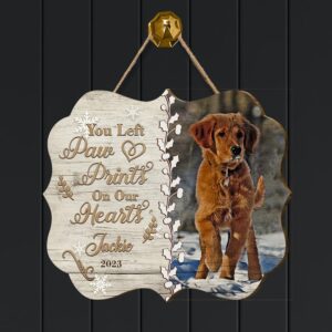 You Left Paw Prints On Our Heart Custom Wood Sign, Personalized Wooden Name Signs, Dog Lover Benelux Shaped Wooden Christmas Tree Decor, Wall Art - Necklacespring