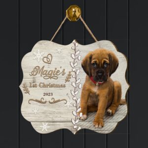 1st Christmas 2023 Custom Wood Sign, Personalized Wooden Name Signs, Custom Pet Lover Wooden Christmas Tree Decorations, Wall Art, Wood Wall Decor - Necklacespring