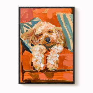 Cute Puppy Dog Wall Art Poster – Impressionist Dog Portrait Painting Print for Dog Lovers Home Decor